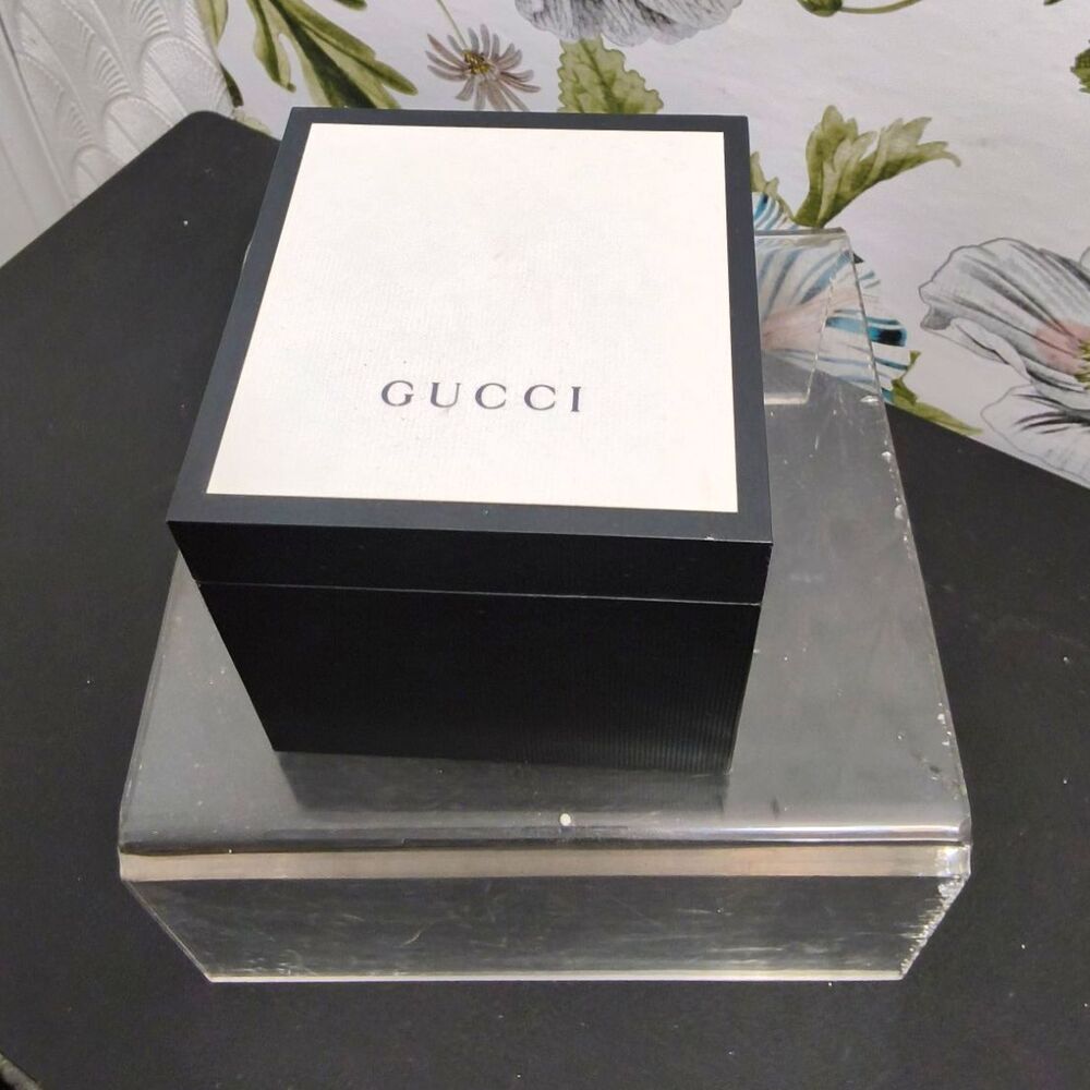 Gucci Black & White Cardboard Gift Box w/ Lid, Rectangular, Logo